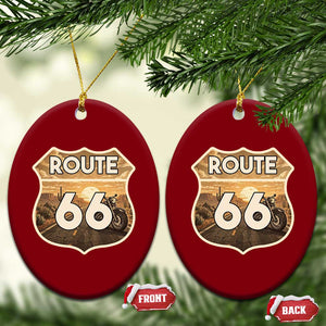 Vintage Motorcycle Road Trip Route Highway 66 Ceramic Ornament Open Road Adventure TS12 Print Your Wear