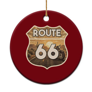 Vintage Motorcycle Road Trip Route Highway 66 Ceramic Ornament Open Road Adventure TS12 1pc Red Print Your Wear