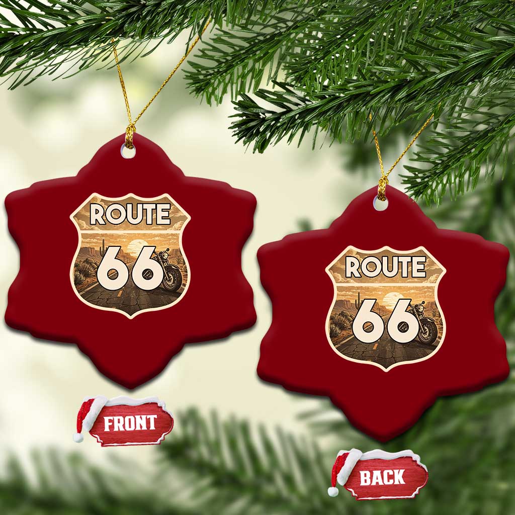 Vintage Motorcycle Road Trip Route Highway 66 Ceramic Ornament Open Road Adventure TS12 Print Your Wear