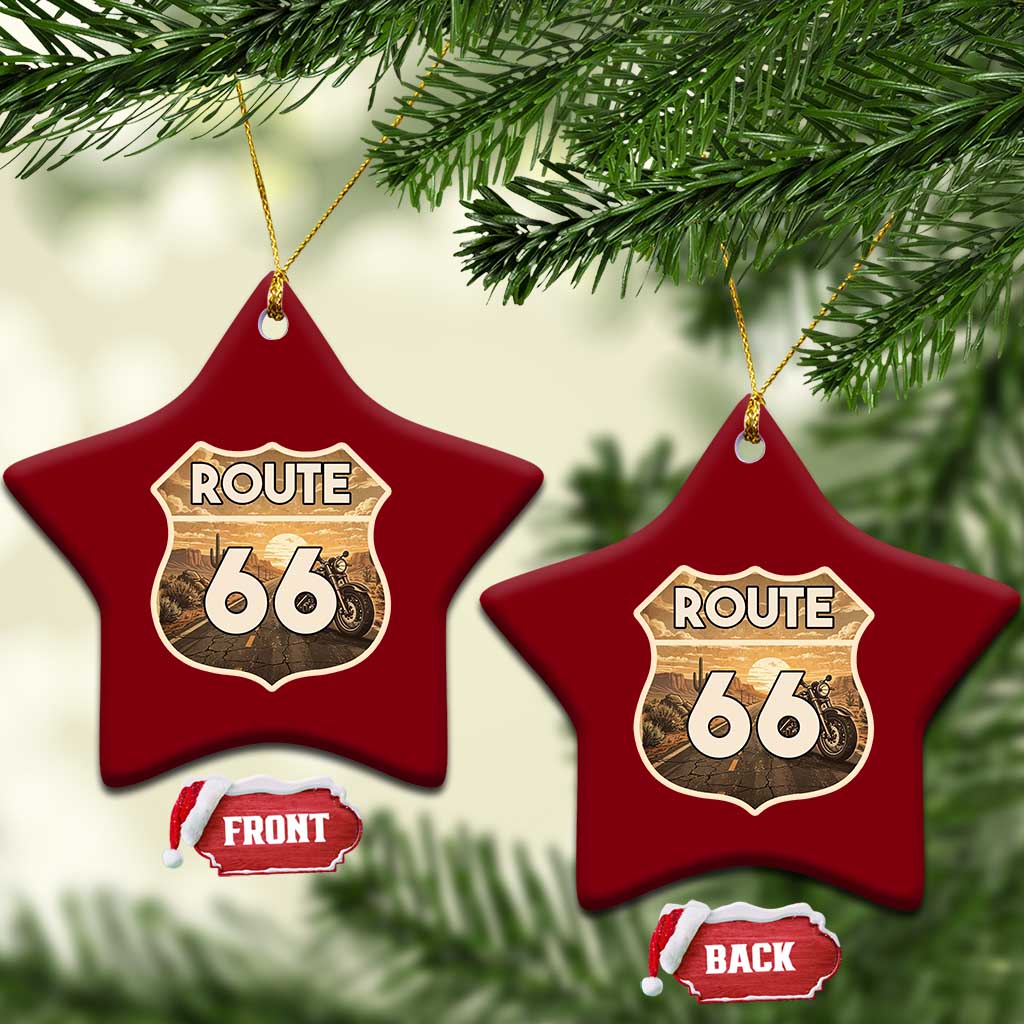 Vintage Motorcycle Road Trip Route Highway 66 Ceramic Ornament Open Road Adventure TS12 Print Your Wear
