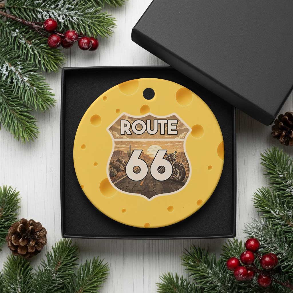 Vintage Motorcycle Road Trip Route Highway 66 Ceramic Ornament Open Road Adventure TS12 1pc Yellow Cheese Print Your Wear