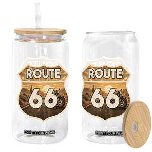 Vintage Motorcycle Road Trip Route Highway 66 Glass Can Open Road Adventure TS12 Print Your Wear