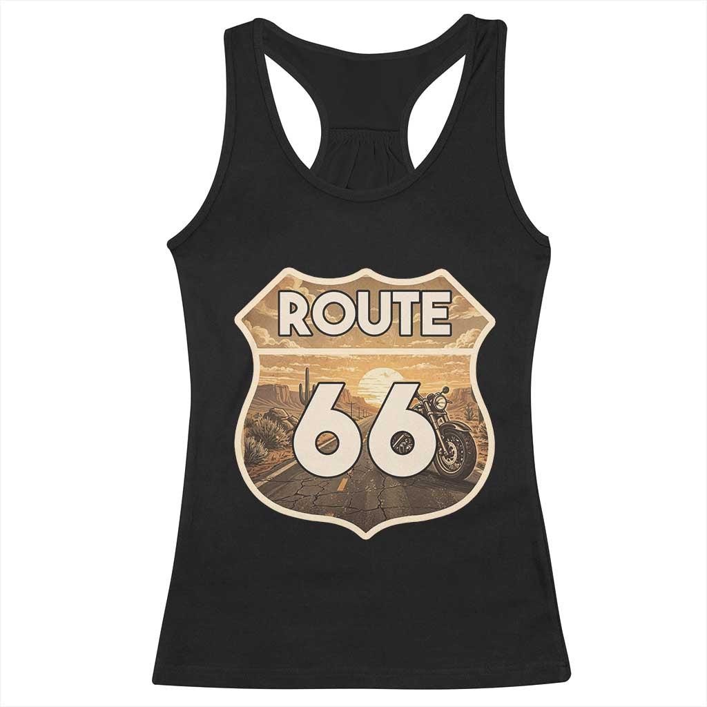 Vintage Motorcycle Road Trip Route Highway 66 Racerback Tank Top Open Road Adventure TS12 Black Print Your Wear