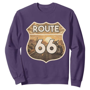 Vintage Motorcycle Road Trip Route Highway 66 Sweatshirt Open Road Adventure TS12 Purple Print Your Wear