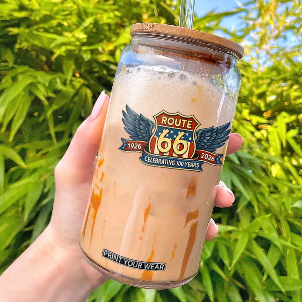 Route Highway 66 Centennial Glass Can 100 Years Of The Mother Road TS12 White Print Your Wear