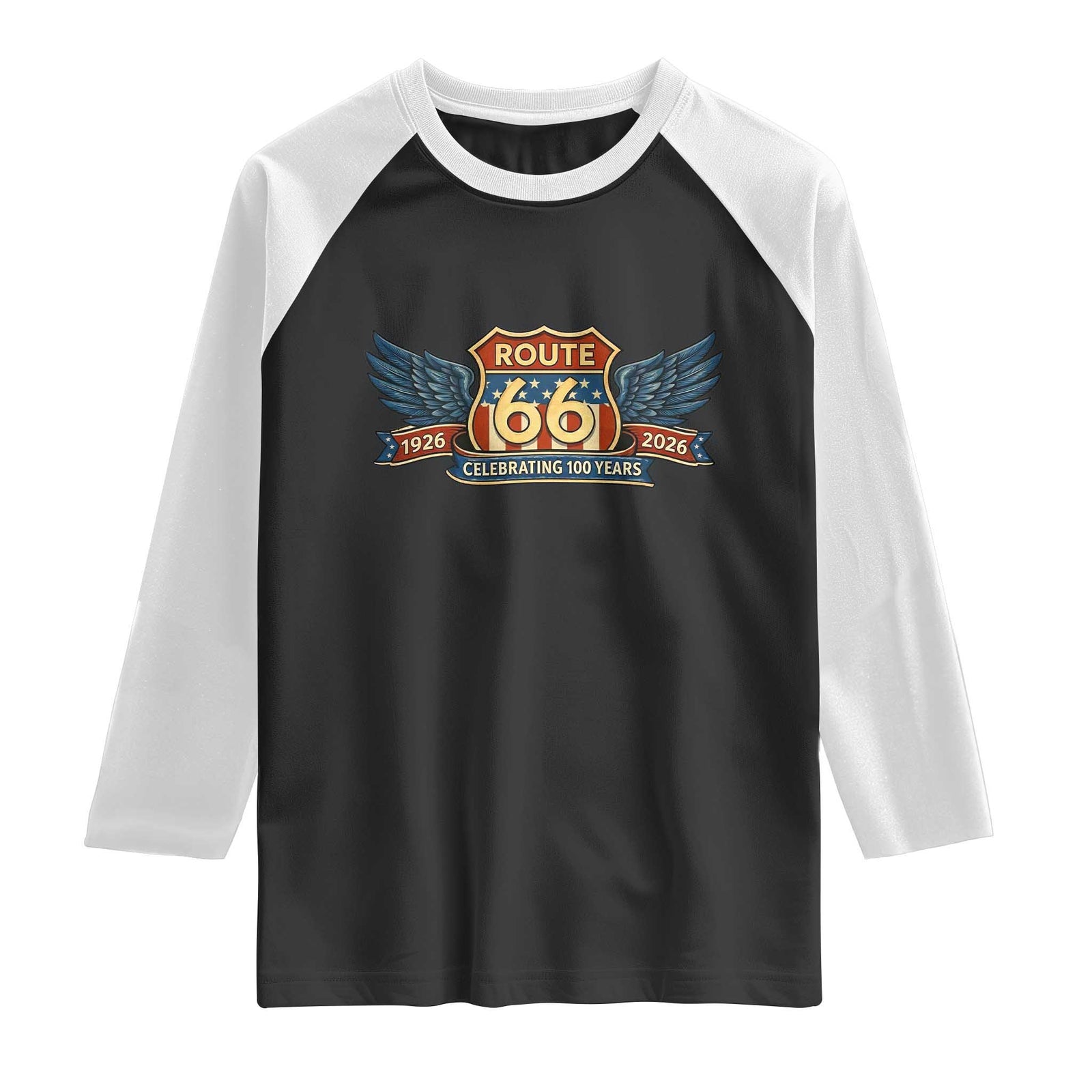 Route Highway 66 Centennial Raglan Shirt 100 Years Of The Mother Road TS12 Black White Print Your Wear