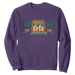 Route Highway 66 Centennial Sweatshirt 100 Years Of The Mother Road TS12 Purple Print Your Wear