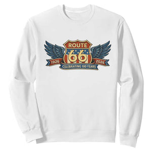 Route Highway 66 Centennial Sweatshirt 100 Years Of The Mother Road TS12 White Print Your Wear