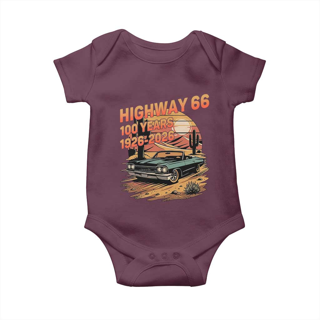 Route Highway 66 Centennial Baby Onesie 100 Year Road Trip Adventure TS12 Maroon Print Your Wear