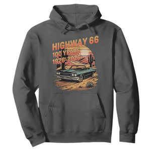 Route Highway 66 Centennial Hoodie 100 Year Road Trip Adventure TS12 Dark Heather Print Your Wear
