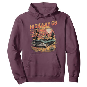 Route Highway 66 Centennial Hoodie 100 Year Road Trip Adventure TS12 Maroon Print Your Wear