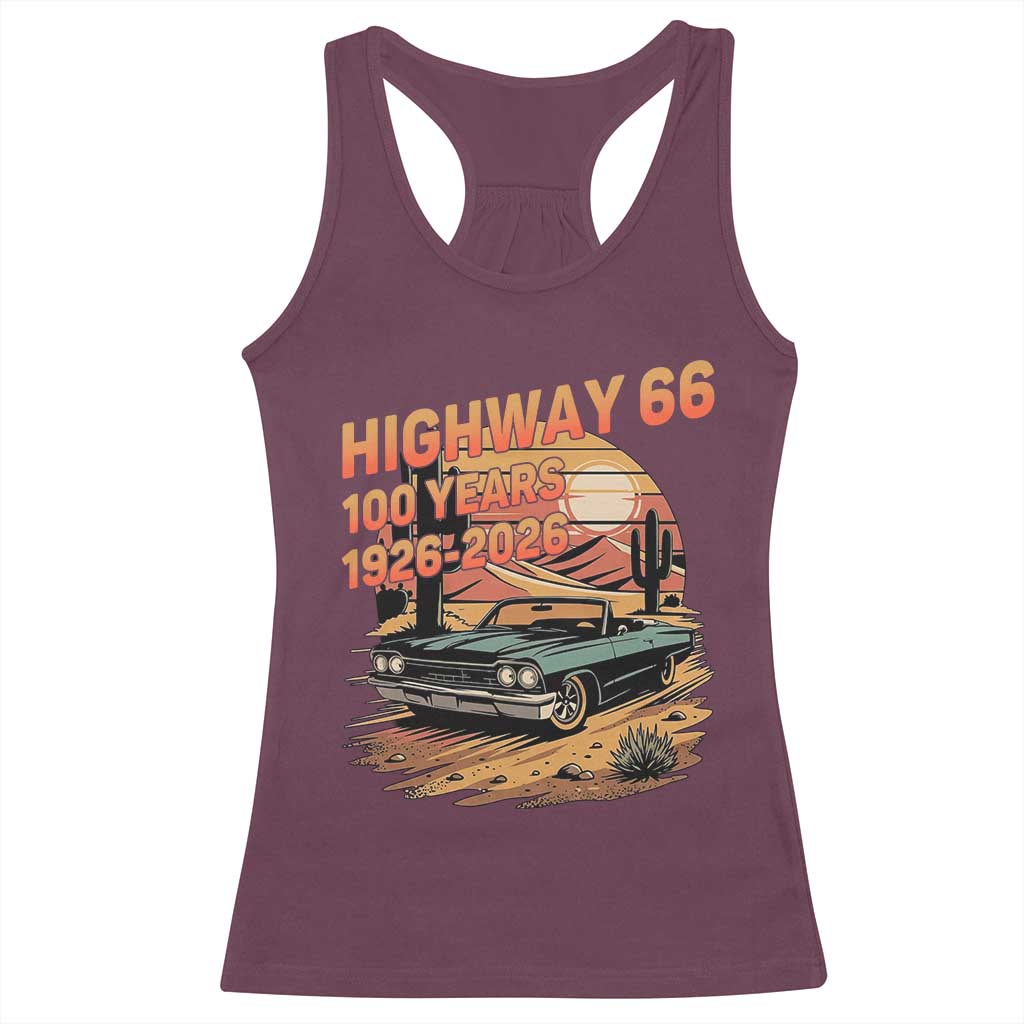 Route Highway 66 Centennial Racerback Tank Top 100 Year Road Trip Adventure TS12 Maroon Print Your Wear