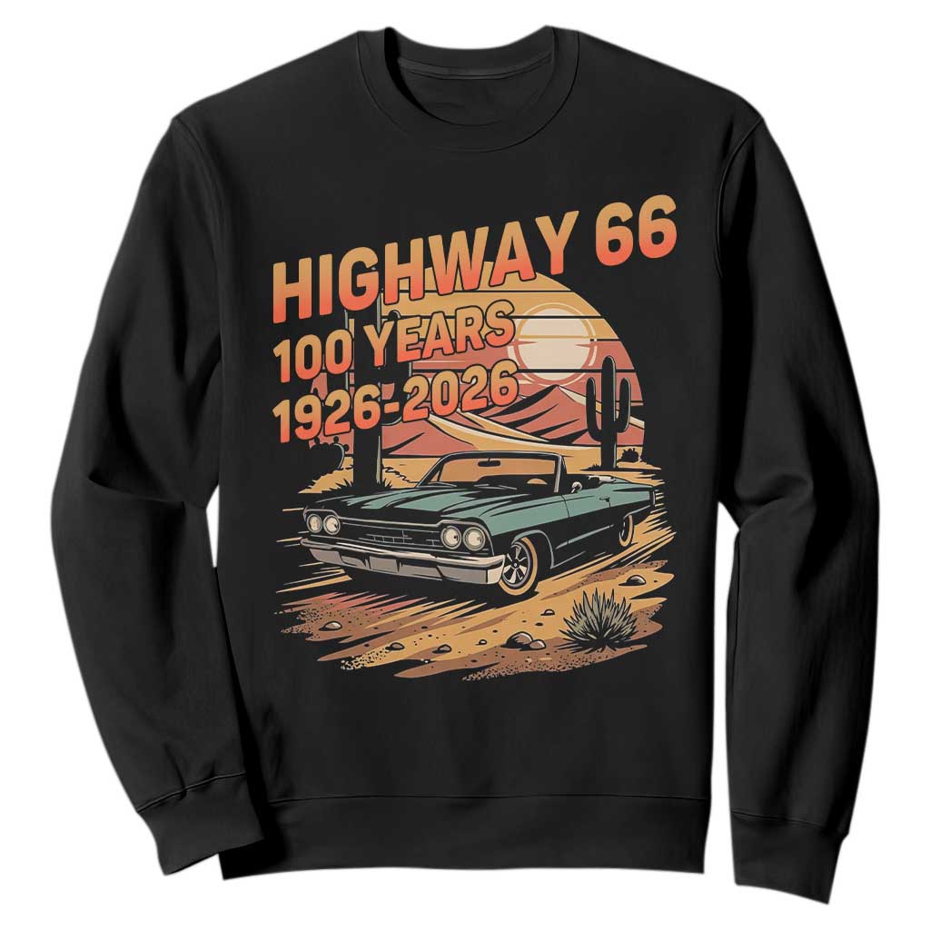 Route Highway 66 Centennial Sweatshirt 100 Year Road Trip Adventure TS12 Black Print Your Wear