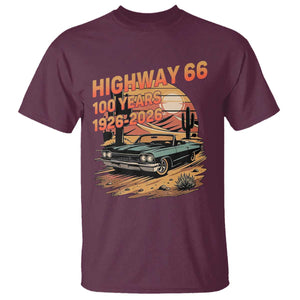 Route Highway 66 Centennial T Shirt 100 Year Road Trip Adventure TS12 Maroon Print Your Wear