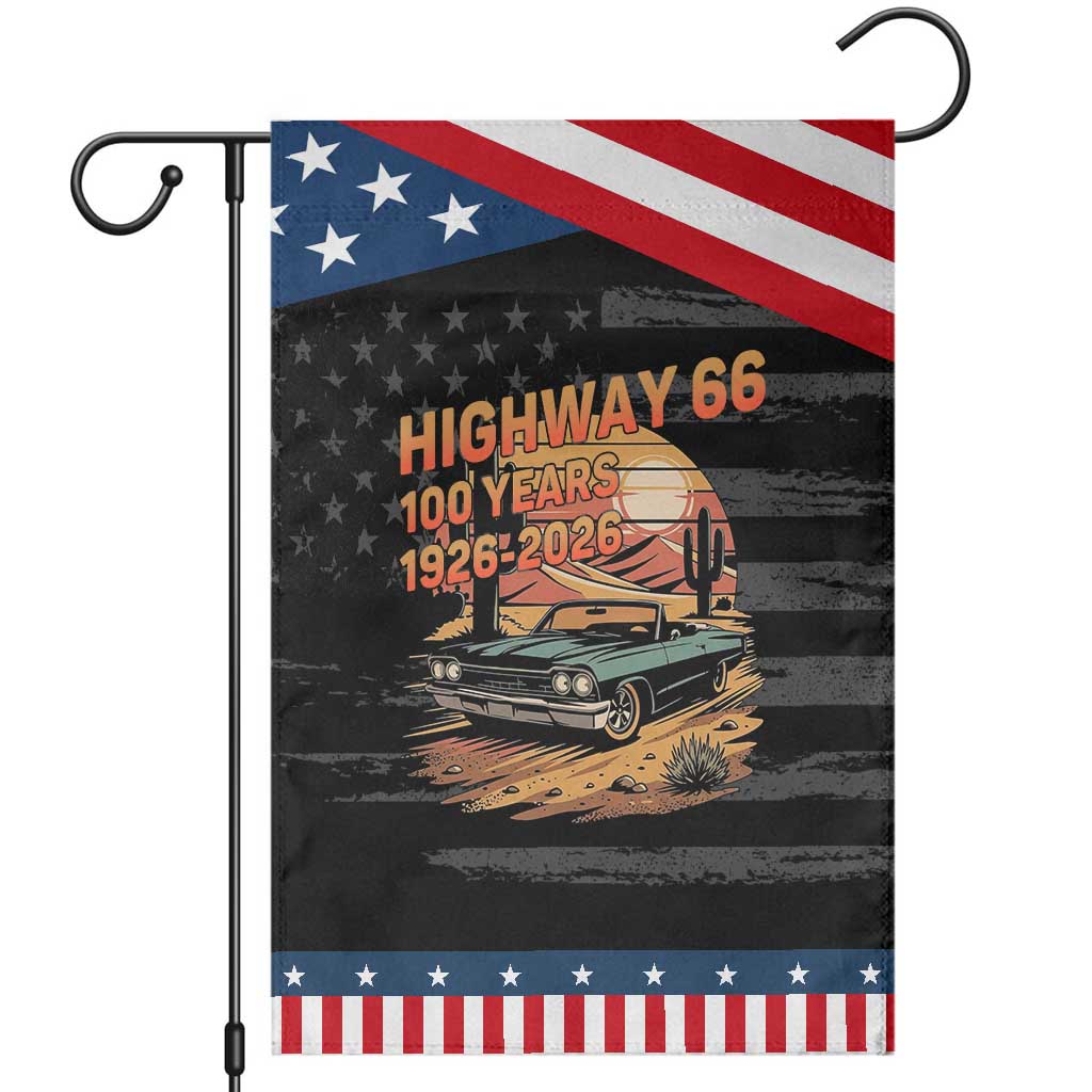 Route Highway 66 Centennial Garden Flag 100 Year Road Trip Adventure TS12 Distressed Black Blue Print Your Wear