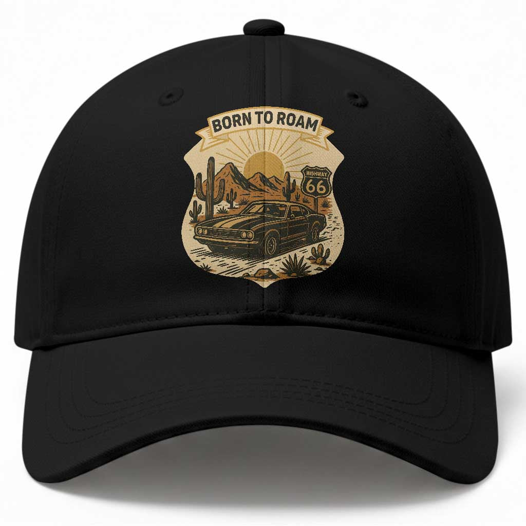 Vintage Muscle Car Route Highway 66 Baseball Cap Born To Roam Road Trip TS12 Print Your Wear