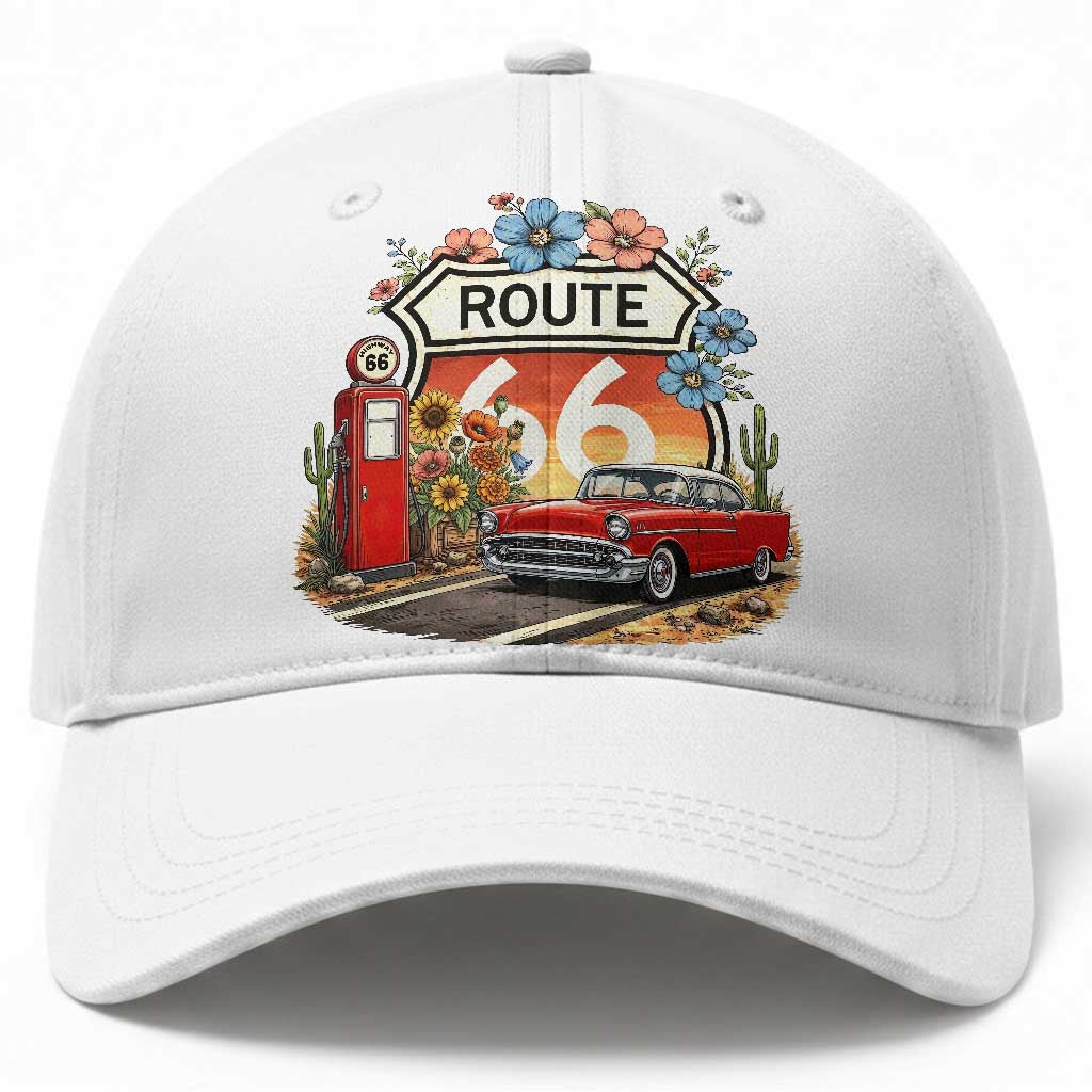 Retro Route Highway 66 Baseball Cap Boho Wildflower Americana Floral TS12 Print Your Wear