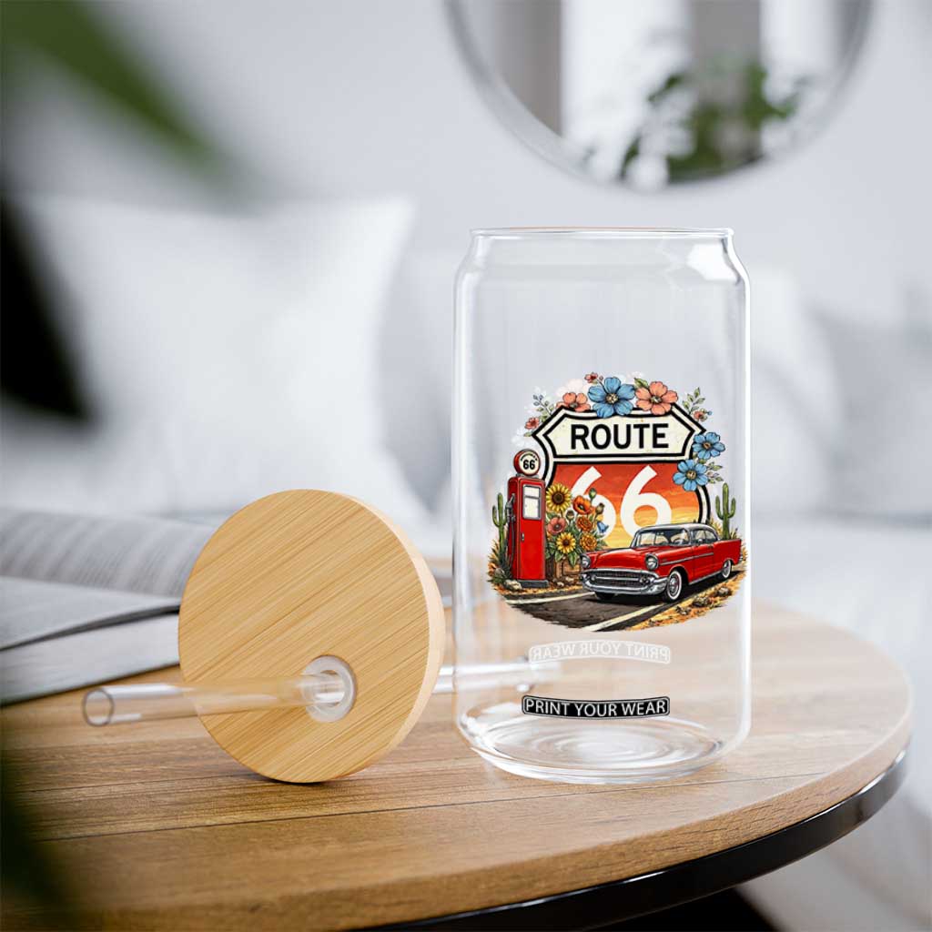 Retro Route Highway 66 Glass Can Boho Wildflower Americana Floral TS12 Print Your Wear