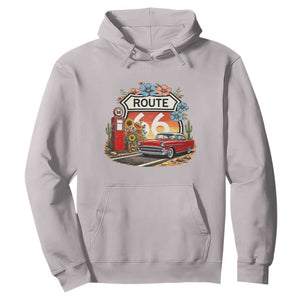 Retro Route Highway 66 Hoodie Boho Wildflower Americana Floral TS12 Ice Gray Print Your Wear