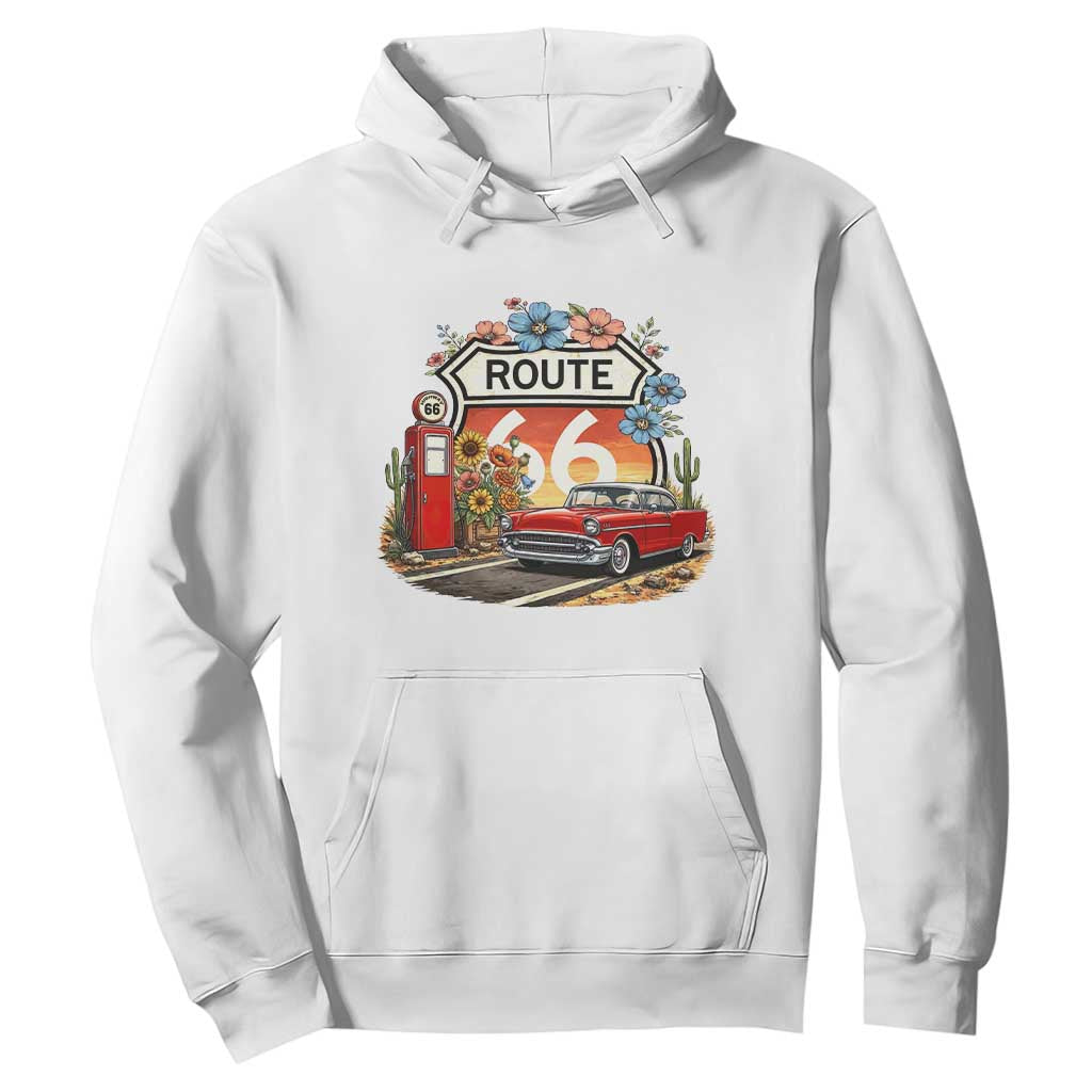 Retro Route Highway 66 Hoodie Boho Wildflower Americana Floral TS12 White Print Your Wear