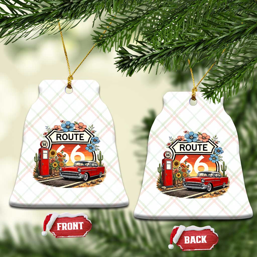 Retro Route Highway 66 Ceramic Ornament Boho Wildflower Americana Floral TS12 Print Your Wear