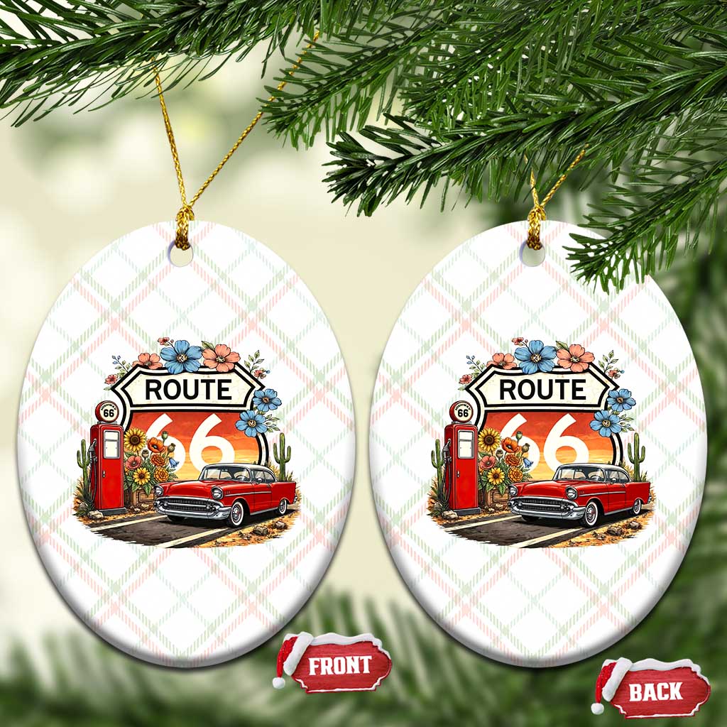 Retro Route Highway 66 Ceramic Ornament Boho Wildflower Americana Floral TS12 Print Your Wear