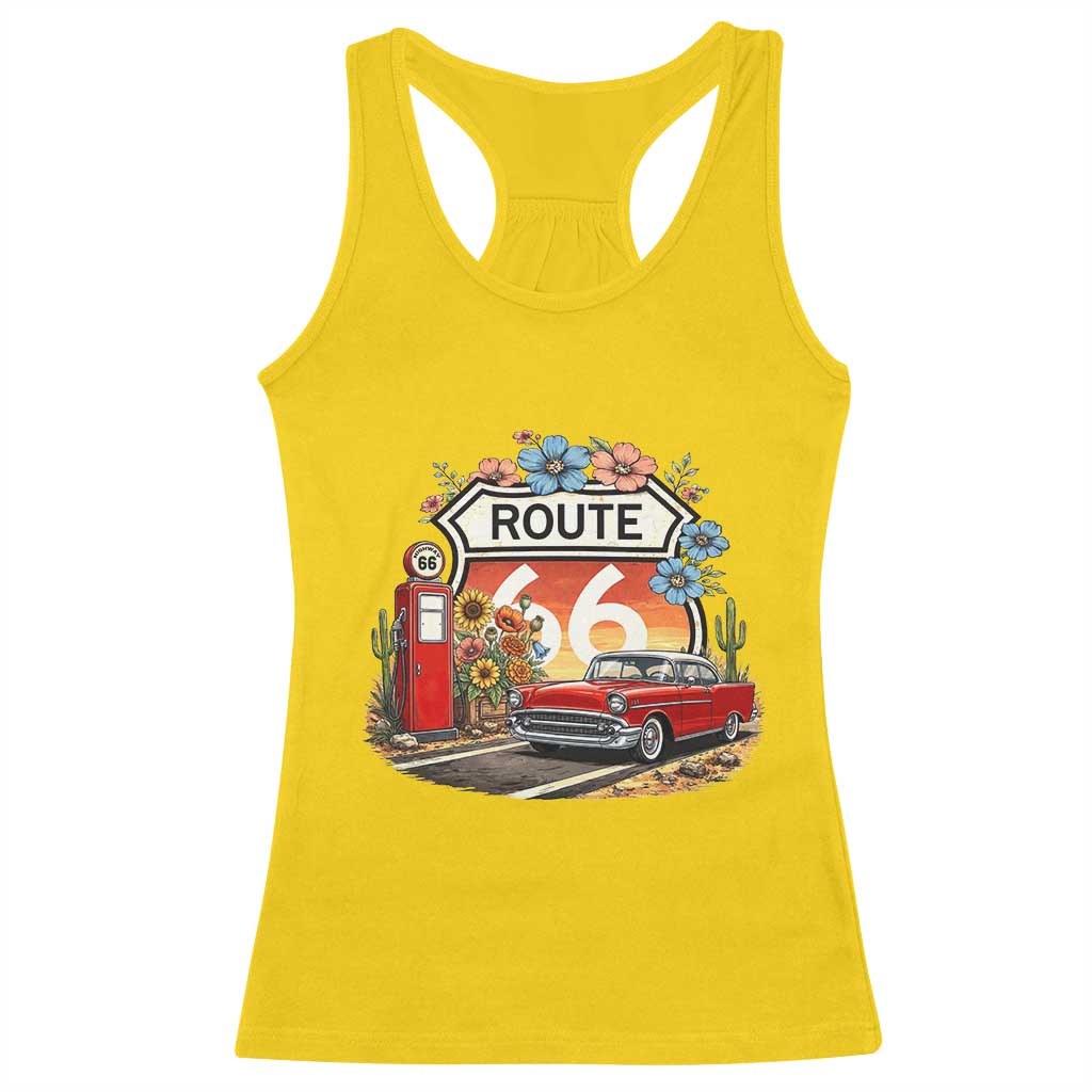 Retro Route Highway 66 Racerback Tank Top Boho Wildflower Americana Floral TS12 Daisy Print Your Wear