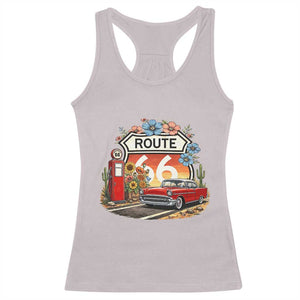 Retro Route Highway 66 Racerback Tank Top Boho Wildflower Americana Floral TS12 Ice Gray Print Your Wear