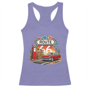 Retro Route Highway 66 Racerback Tank Top Boho Wildflower Americana Floral TS12 Violet Print Your Wear