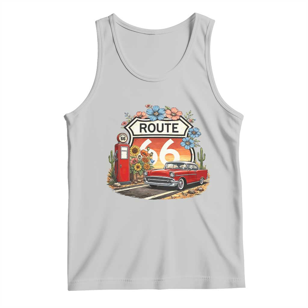 Retro Route Highway 66 Tank Top Boho Wildflower Americana Floral TS12 Ash Print Your Wear