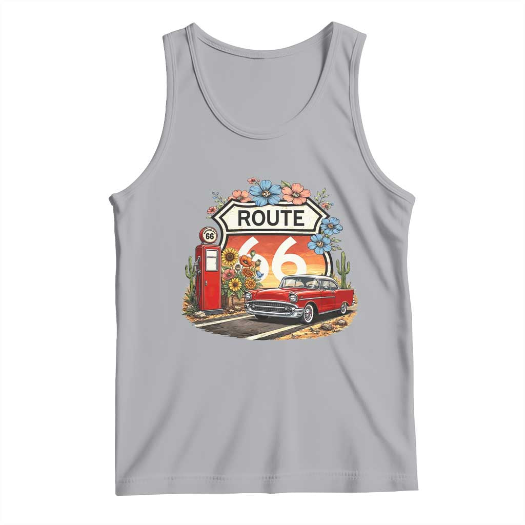 Retro Route Highway 66 Tank Top Boho Wildflower Americana Floral TS12 Athletic Heather Print Your Wear
