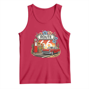 Retro Route Highway 66 Tank Top Boho Wildflower Americana Floral TS12 Red Print Your Wear