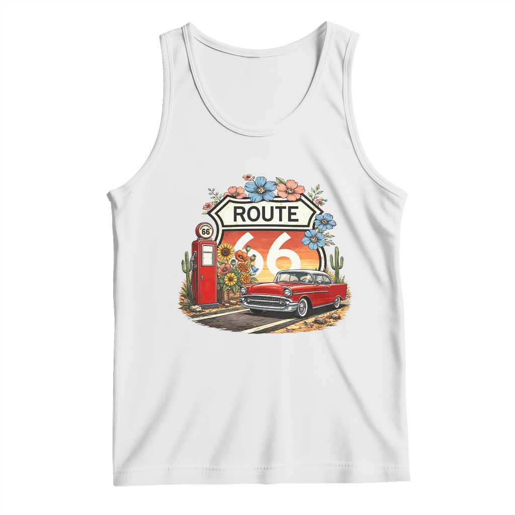 Retro Route Highway 66 Tank Top Boho Wildflower Americana Floral TS12 White Print Your Wear