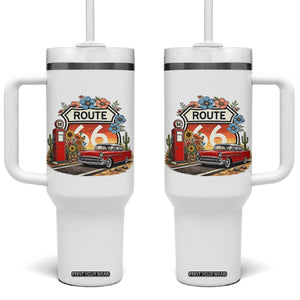 Retro Route Highway 66 Tumbler With Handle Boho Wildflower Americana Floral TS12 One Size: 40 oz White Print Your Wear