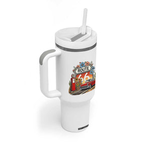 Retro Route Highway 66 Tumbler With Handle Boho Wildflower Americana Floral TS12 Print Your Wear