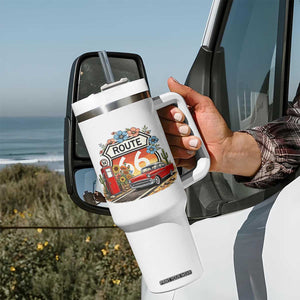 Retro Route Highway 66 Tumbler With Handle Boho Wildflower Americana Floral TS12 Print Your Wear