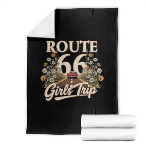 Retro Floral Route Highway 66 Girls Trip Road Trip Throw Blanket TS12 Black Print Your Wear