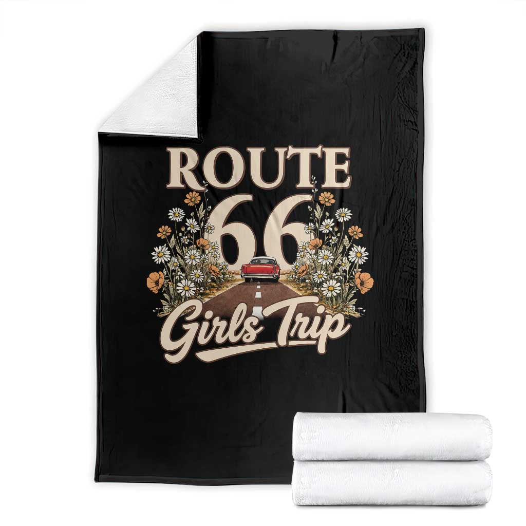 Retro Floral Route Highway 66 Girls Trip Road Trip Throw Blanket TS12 Black Print Your Wear