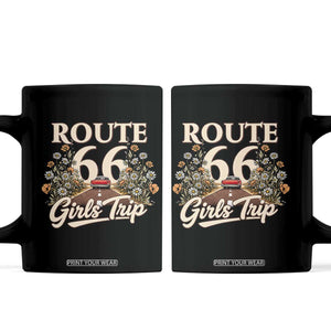 Retro Floral Route Highway 66 Girls Trip Road Trip Coffee Mug TS12 Black Print Your Wear