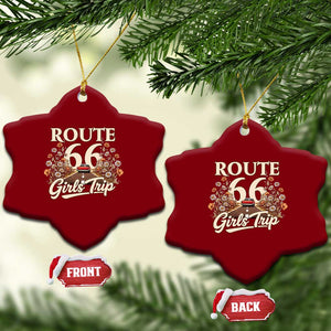 Retro Floral Route Highway 66 Girls Trip Road Trip Ceramic Ornament TS12 Print Your Wear