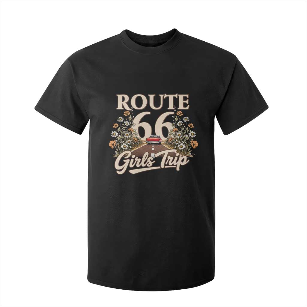 Retro Floral Route Highway 66 Girls Trip Road Trip T Shirt For Kid TS12 Black Print Your Wear