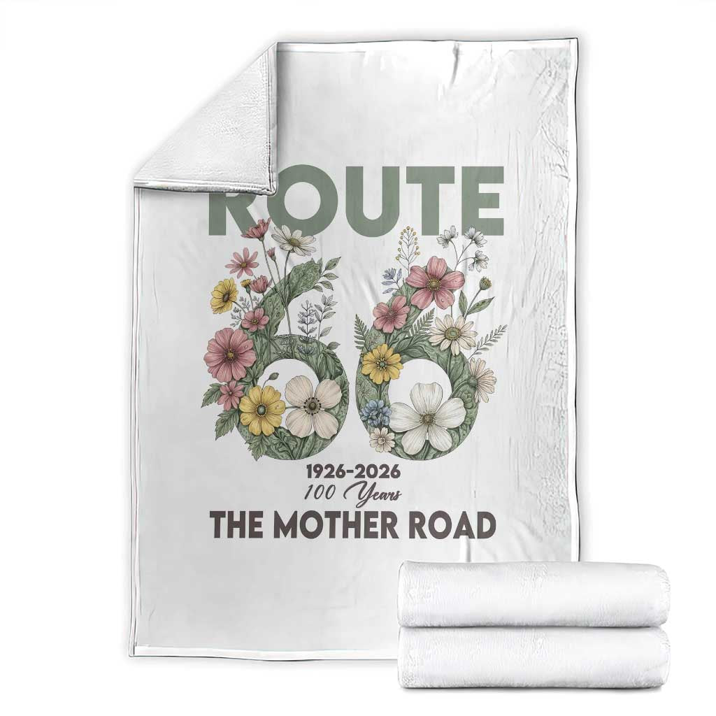 Route Highway 66 Throw Blanket Floral Centennial 100 Year Anniversary TS12 White Print Your Wear