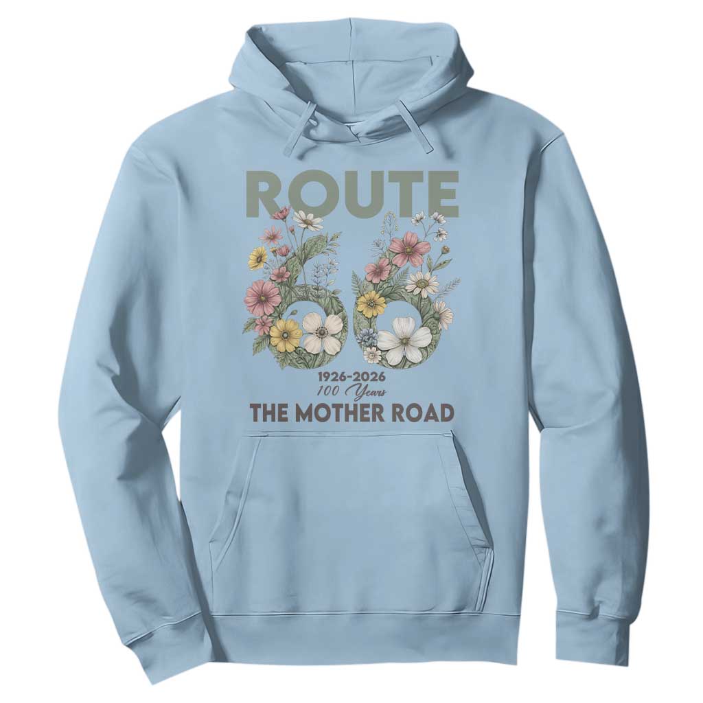 Route Highway 66 Hoodie Floral Centennial 100 Year Anniversary TS12 Light Blue Print Your Wear