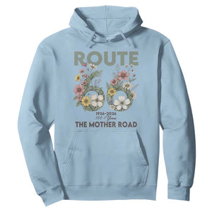 Route Highway 66 Hoodie Floral Centennial 100 Year Anniversary TS12 Light Blue Print Your Wear