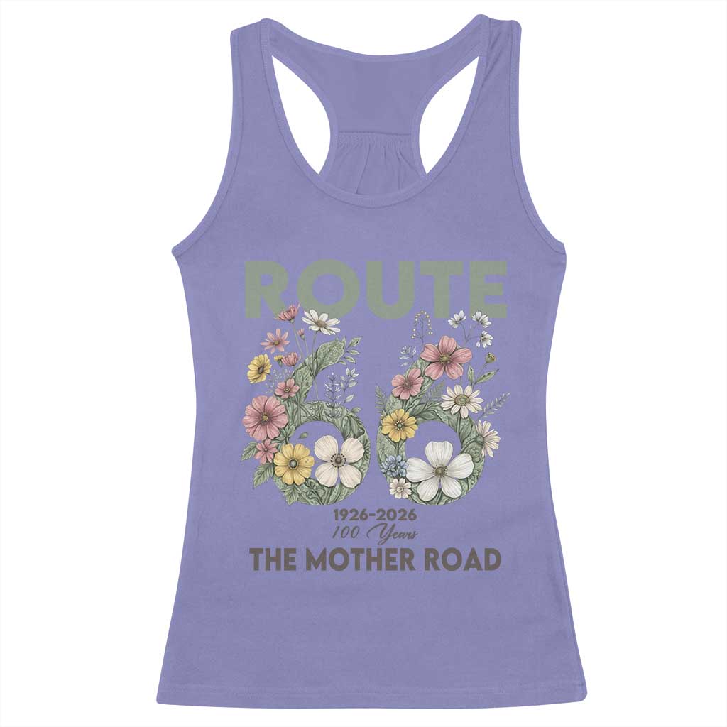 Route Highway 66 Racerback Tank Top - Floral Centennial 100 Year Anniversary TS12 Violet Print Your Wear