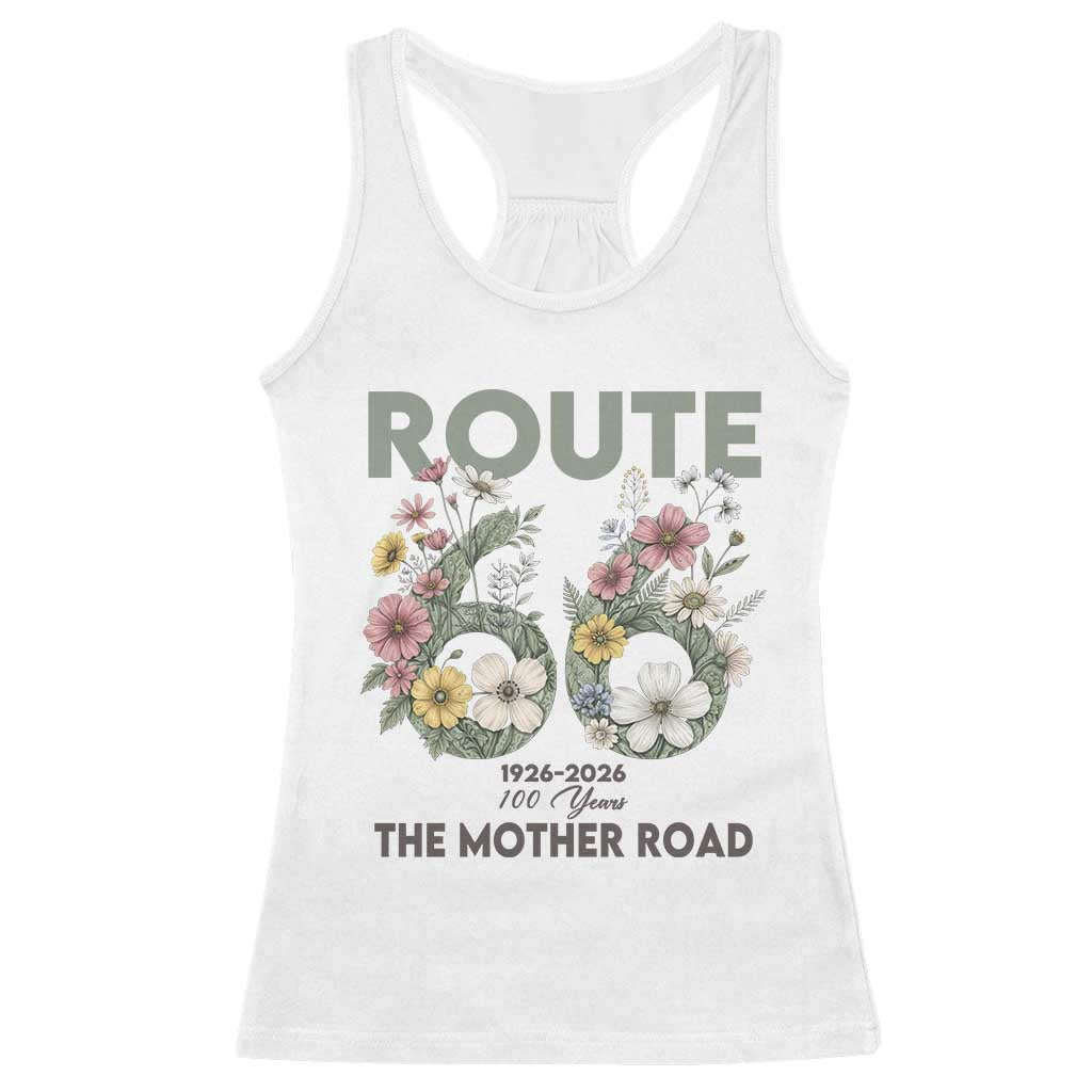 Route Highway 66 Racerback Tank Top - Floral Centennial 100 Year Anniversary TS12 White Print Your Wear