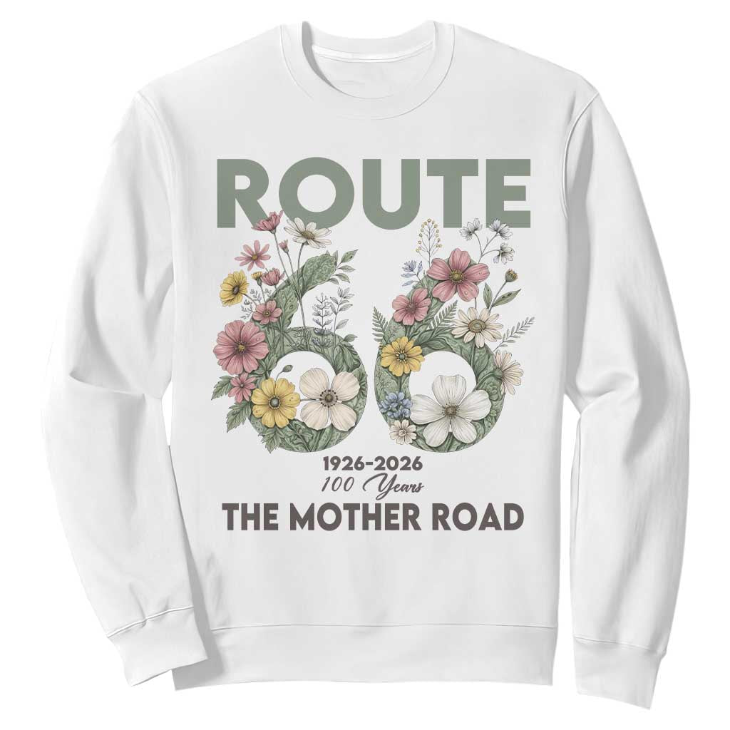 Route Highway 66 Sweatshirt Floral Centennial 100 Year Anniversary TS12 White Print Your Wear