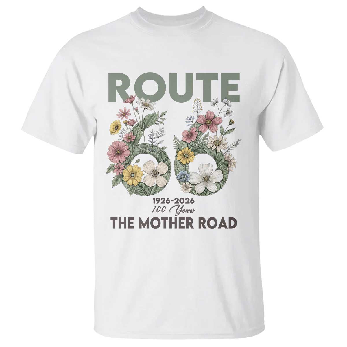 Route Highway 66 T Shirt Floral Centennial 100 Year Anniversary TS12 White Print Your Wear