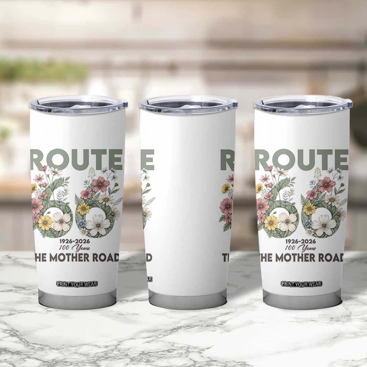 Route Highway 66 Tumbler Cup Floral Centennial 100 Year Anniversary TS12 Print Your Wear