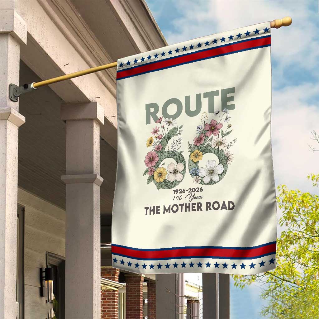 Route Highway 66 Garden Flag Floral Centennial 100 Year Anniversary TS12 Modern Beige Red Print Your Wear